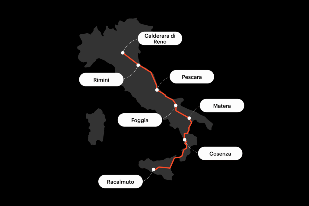 Mappa del percorso dei Carmagheddon verso Racalmuto